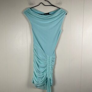 White Fox Make Them Jealous Mini Dress Ice Blue Ruched Bodycon XS